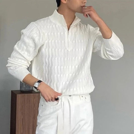 ZIPPED WHITE SWEATER | CHARM CULTURE™